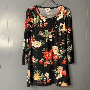 TMG Woman’s Floral Dress Long Sleeve Black Size S